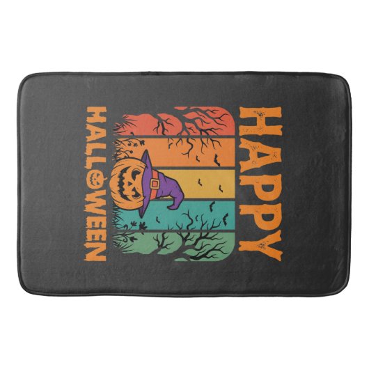 Gelukkig Halloween Pompoen Vintage Vector Badmat (Voorkant)