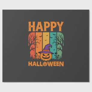 Gelukkig Halloween Pompoen Vintage Vector Cadeaupapier
