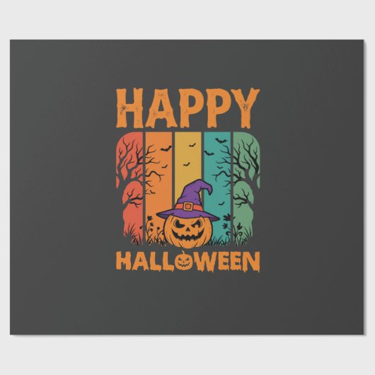 Gelukkig Halloween Pompoen Vintage Vector Cadeaupapier (Vlak)