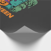 Gelukkig Halloween Pompoen Vintage Vector Cadeaupapier (Hoek)