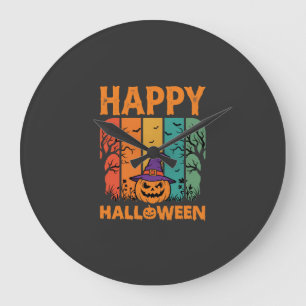 Gelukkig Halloween Pompoen Vintage Vector Grote Klok