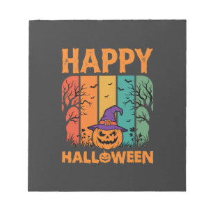 Gelukkig Halloween Pompoen Vintage Vector Notitieblok