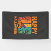 Gelukkig Halloween Pompoen Vintage Vector Spandoek (Horizontaal)