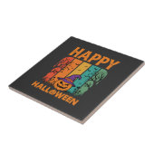Gelukkig Halloween Pompoen Vintage Vector Tegeltje (Zijkant)