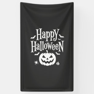 Gelukkig Halloween Pompoen Vleermuis Spin Ontwerp Spandoek