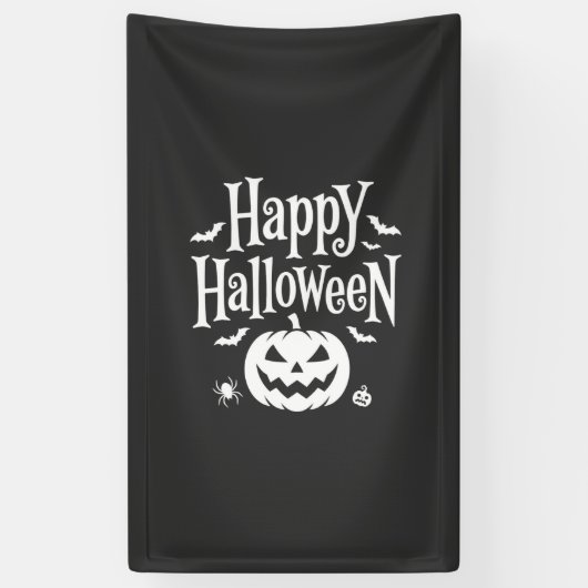 Gelukkig Halloween Pompoen Vleermuis Spin Ontwerp Spandoek (Verticaal)