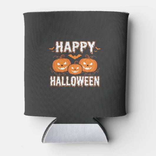 Gelukkig Halloween Pompoen Vleermuis Vector Blikjeskoeler (Voorkant)