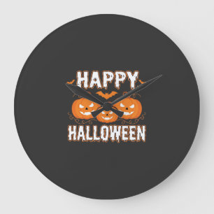 Gelukkig Halloween Pompoen Vleermuis Vector Grote Klok