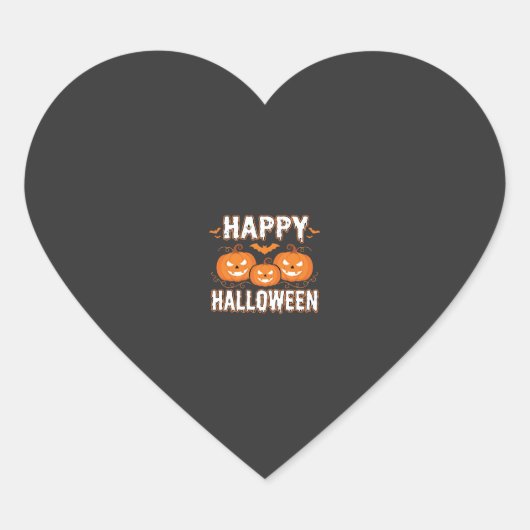 Gelukkig Halloween Pompoen Vleermuis Vector Hart Sticker (Voorkant)