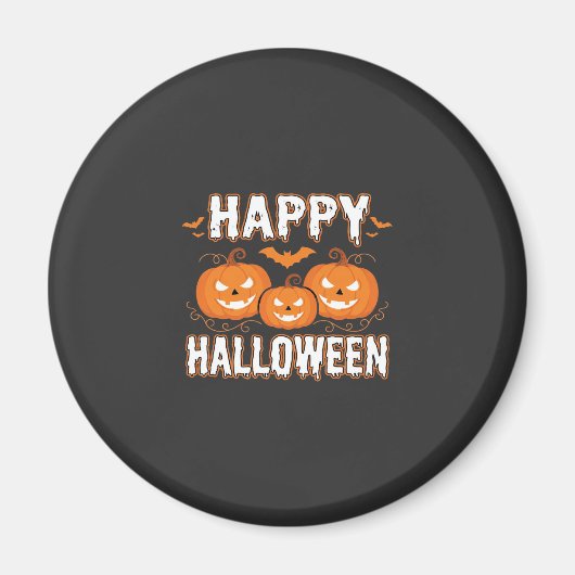 Gelukkig Halloween Pompoen Vleermuis Vector Magneet (Voorkant)