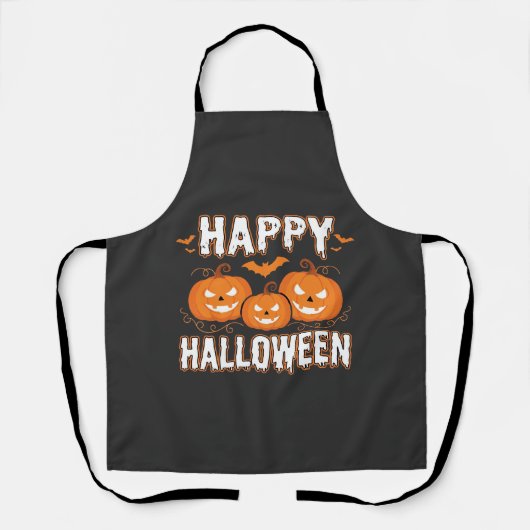 Gelukkig Halloween Pompoen Vleermuis Vector Schort (Voorkant)