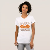 Gelukkig Halloween Pompoen Vleermuis Vector T-shirt (Voorkant volledig)