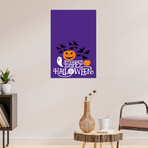 Gelukkig Halloween pompoenen geesten vleermuizen p Poster