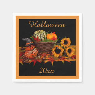 Gelukkig Halloween Pompoenen & Zonnebloemen Servet