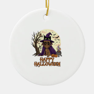 Gelukkig Halloween Pugs Heksenhoed Ketel Pompoenen Keramisch Ornament