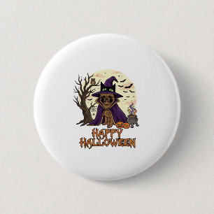 Gelukkig Halloween Pugs Heksenhoed Ketel Pompoenen Ronde Button 5,7 Cm
