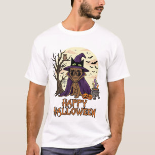 Gelukkig Halloween Pugs Heksenhoed Ketel Pompoenen T-shirt