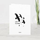 Gelukkig Halloween Ravens In Vlucht Vector Silhoue Feestdagen Kaart (Achterkant)