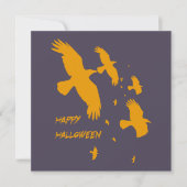 Gelukkig Halloween Ravens In Vlucht Vector Silhoue Feestdagenkaart (Voorkant)