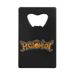 Gelukkig Halloween Ruby Eye Pumpkin Zilveren Frame Creditkaart Flessenopener