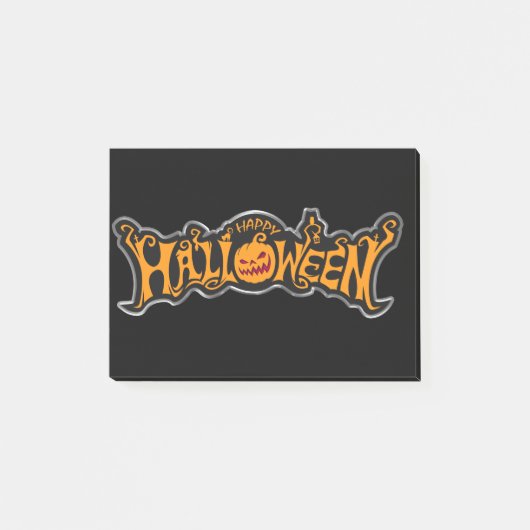 Gelukkig Halloween Ruby Eye Pumpkin Zilveren Frame Post-it® Notes (Voorkant)