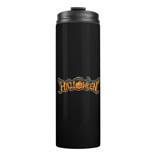 Gelukkig Halloween Ruby Eye Pumpkin Zilveren Frame Thermosbeker (Voorkant)