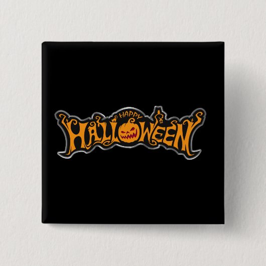 Gelukkig Halloween Ruby Eye Pumpkin Zilveren Frame Vierkante Button 5,1 Cm (Voorkant)