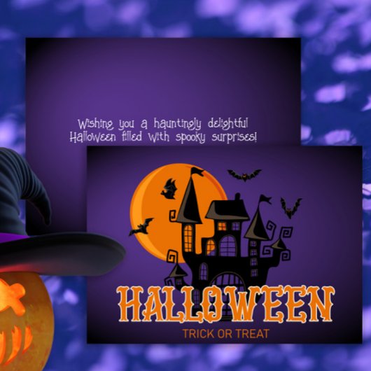 Gelukkig Halloween Scary Castle Bats en Moon Kaart