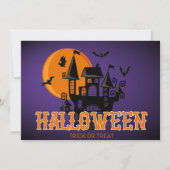 Gelukkig Halloween Scary Castle Bats en Moon Kaart (Voorkant)