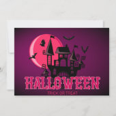 Gelukkig Halloween Scary Castle Bats en Moon Kaart (Voorkant)