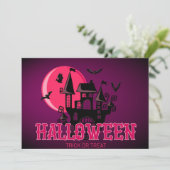Gelukkig Halloween Scary Castle Bats en Moon Kaart (Staand voorkant)