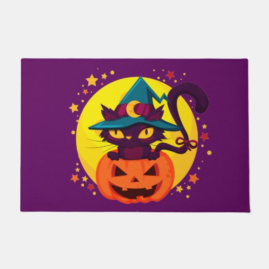 gelukkig Halloween schattig kat & pompoen Deurmat (Voorkant)