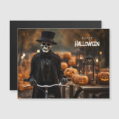 Gelukkig Halloween schattig skelet met een fiets (Voorkant / Achterkant)
