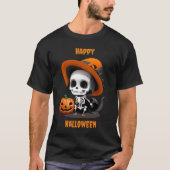 Gelukkig Halloween Schattige Kawaii Skelet & Pompo T-shirt (Voorkant)