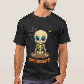 Gelukkig Halloween Schattige Kawaii skelet T-shirt (Voorkant)