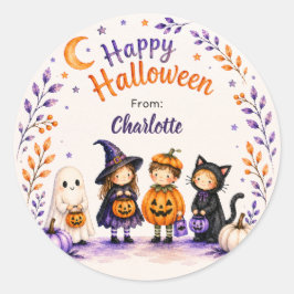 Gelukkig Halloween Schattige Pret Geest Gepersonal Ronde Sticker