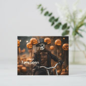 Gelukkig Halloween Schattige Skelet en pompoenen Briefkaart (Staand voorkant)