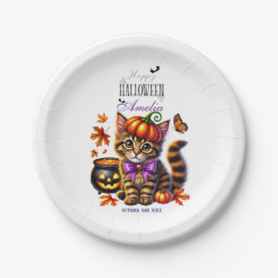 Gelukkig Halloween Schattige Tovenaar Beer Papieren Bordje