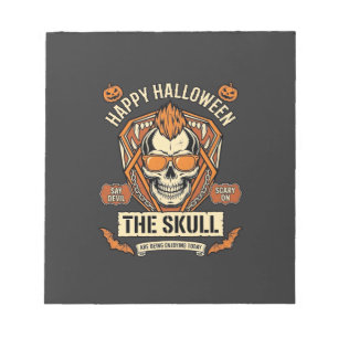 Gelukkig Halloween Schedel Mohawk Zonnebril Pompoe Notitieblok