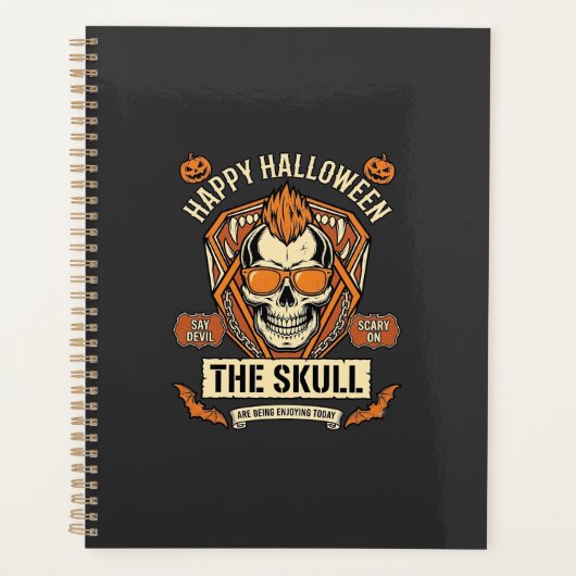 Gelukkig Halloween Schedel Mohawk Zonnebril Pompoe Planner (Voorkant)