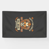 Gelukkig Halloween Schedel Mohawk Zonnebril Pompoe Spandoek (Horizontaal)