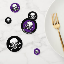 Gelukkig Halloween Schedel op Zwart & Konings Paar Confetti