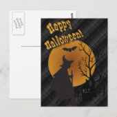Gelukkig Halloween Silhouet Heks Briefkaart (Voorkant / Achterkant)