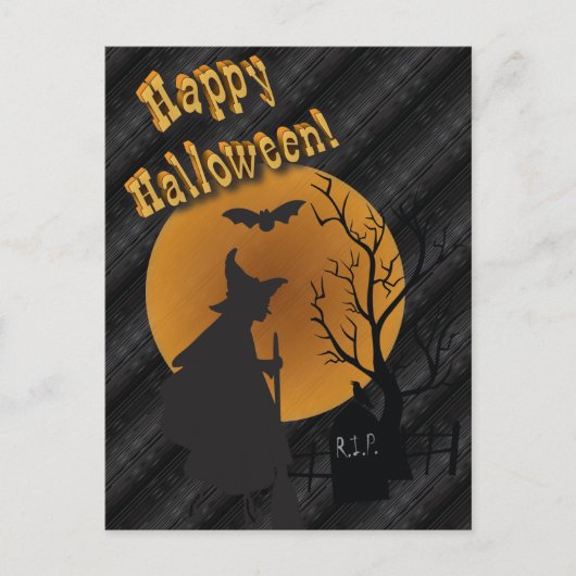Gelukkig Halloween Silhouet Heks Briefkaart (Voorkant)
