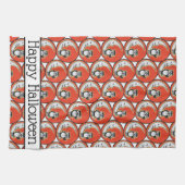 Gelukkig Halloween Sinaasappel Uil Moon  grillig Theedoek (Horizontaal)