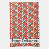 Gelukkig Halloween Sinaasappel Uil Moon  grillig Theedoek (Verticaal)