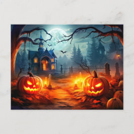 Gelukkig Halloween Sinister Haunted House & Pompoe Briefkaart