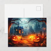 Gelukkig Halloween Sinister Haunted House & Pompoe Briefkaart (Voorkant / Achterkant)