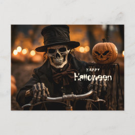 Gelukkig Halloween Skelet en pompoen Briefkaart