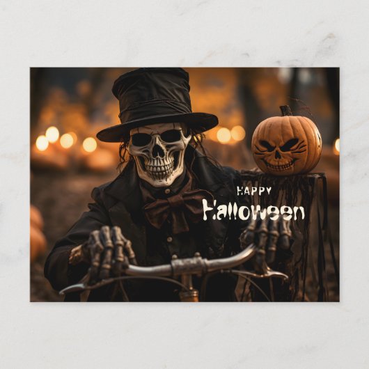 Gelukkig Halloween Skelet en pompoen Briefkaart (Voorkant)